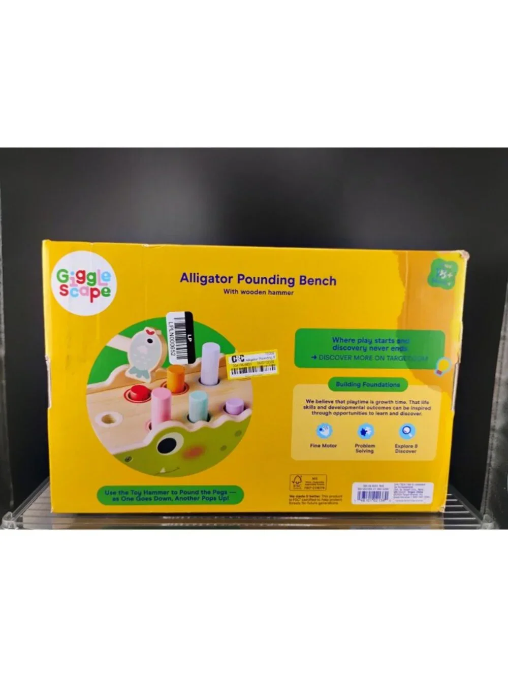 Gigglescape Alligator Pounding Bench Wooden Hammer Toy 18+ Months